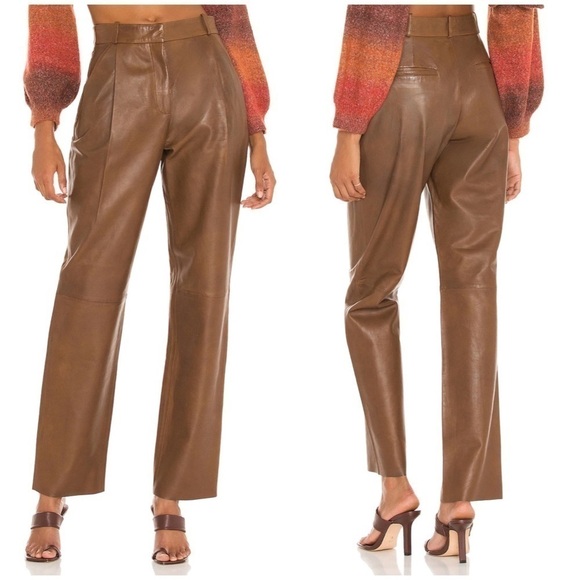 Lamarque Pants - Lamarque Dacia Leather Pant in Chocolate Size 2